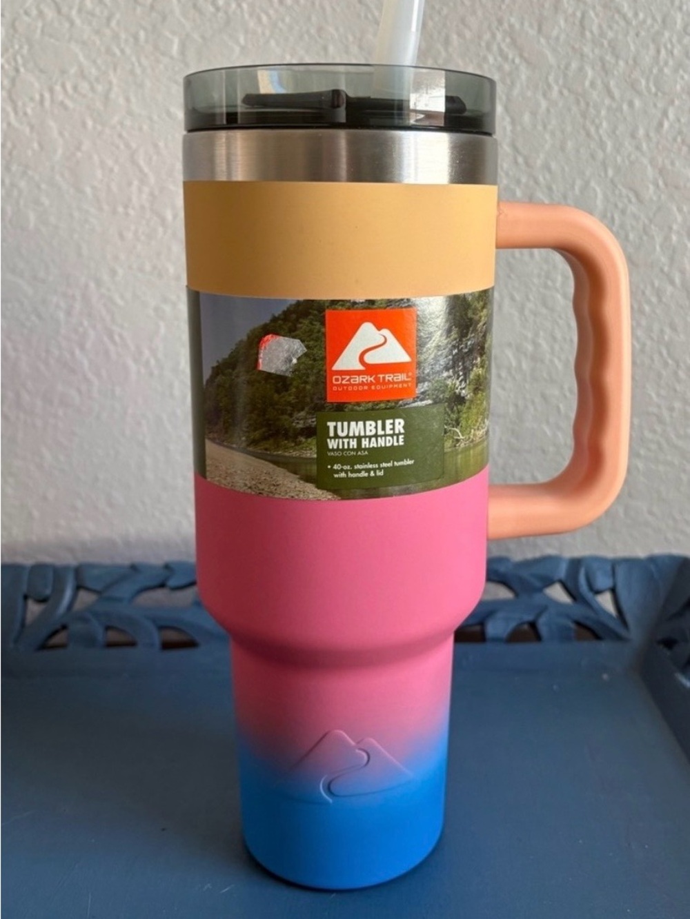 Ozark Trail 40oz Gradient Insulated Tumbler with Peach Handle